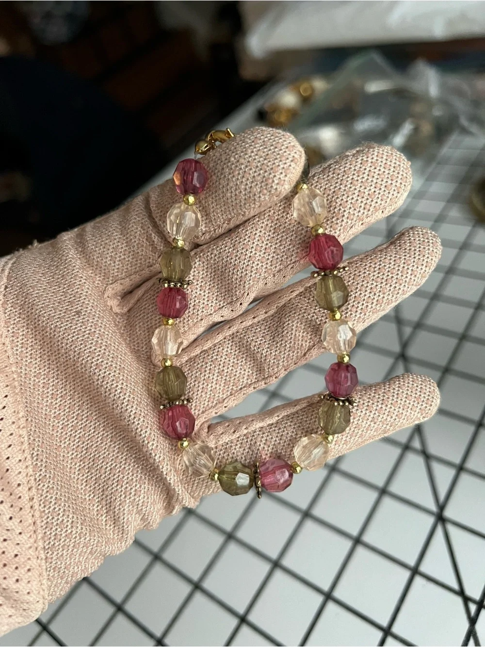 Vintage Faux Pearl & Multicolored Faceted Glass Bead Bracelet Set Lot of 2